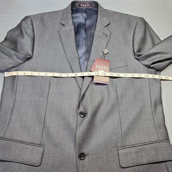 Tazio Italy Gray Wool Touch Suit Coat NEW Silk Lined Formal Jacket Mens Size 42R - Picture 5 of 10